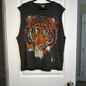 Wrangler Gray Graphic Sleeveless Top Tiger